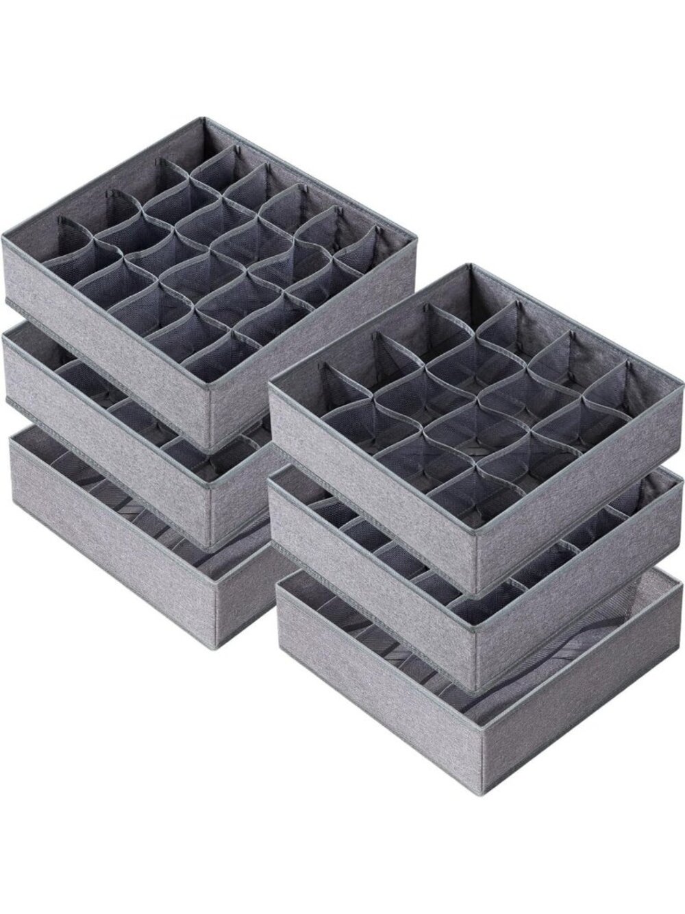 6 Pack Large Drawer Organizer - Washable Fabric Storage Bins for Clothes